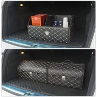autorown pu leather trunk organizer box for shopping camping picnic home garage storage bag auto interior accessories sml