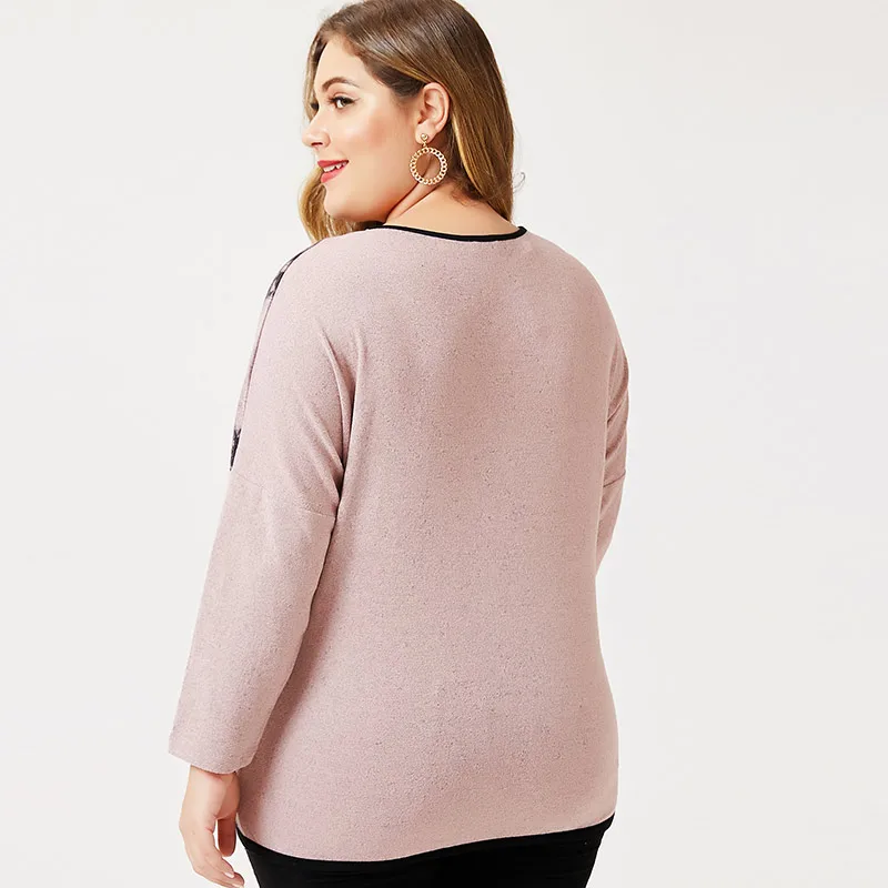 5XL Плюс размер женской одежды 2019 года осень Новый O образный вырез экзотического