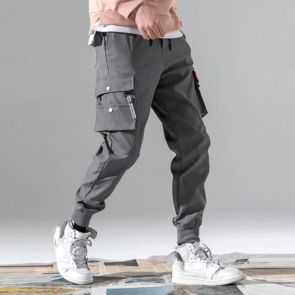 Men Casual Joggers Cargo Trousers Tactical Pants Men Solid Multi-pocket Sportswear Hip Hop 2022 Summer  Men's Clothing