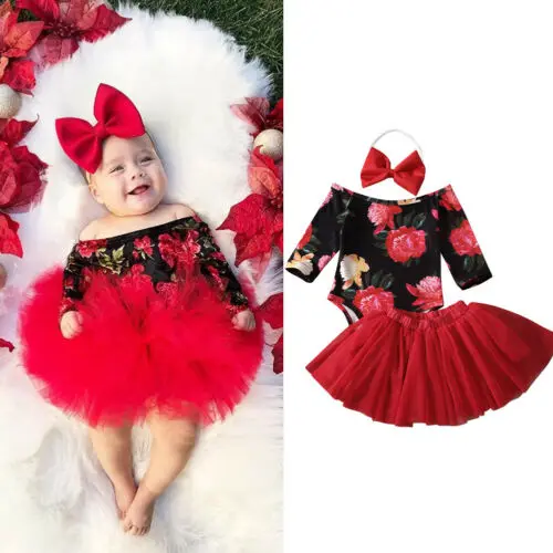 

3PCS Floral Print Romper Jumpsuit+Tutu Skirt+Headband Outfit Set Newborn Baby Girl Clothes Sets Baby Clothing Baby's Sets