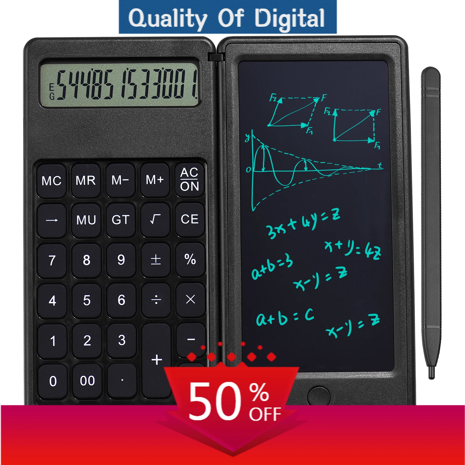 Складной калькулятор и 6 дюймовый ЖК планшет для рисования цифровой 12 разрядный