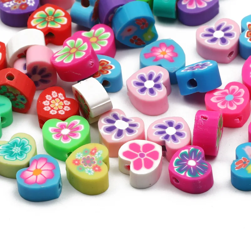 

Бусины из полимерной глины в форме сердца, россыпью, в форме сердца, для изготовления ювелирных изделий «сделай сам», аксессуары для браслет...