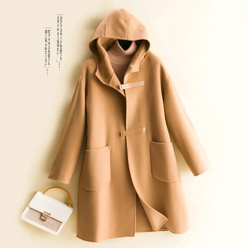 Winter thickening women's high-end double-sided wool hat coat outdoor fashion wool coat women all-match overalls