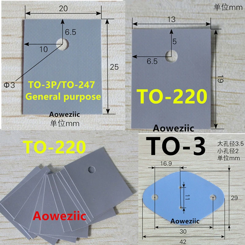 

100Pcs Transistor Radiator Cooling Silicone Thermal Pad Film Card Heat Sink Sheet Insulation Gasket TO-220 TO-247 TO220 TO-3P