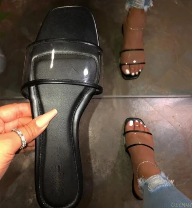

Manufacturers wholesale send explosive models 2020 summer new comfortable pvc flat large size women's slippers