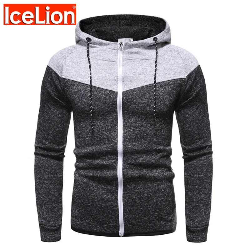 

IceLion 2021 Cotton Hoodies Men Splice Sweatshirt Spring Autumn Hooded Sportswear Fashion Slim Fit Pullover Hip Hop Tracksuit