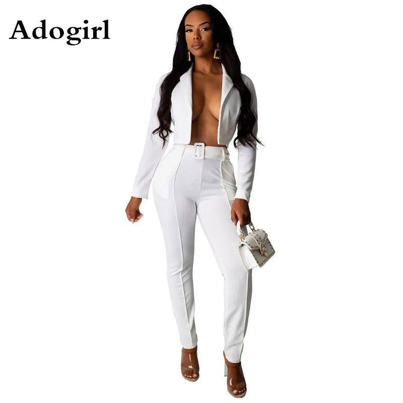 Adogirl одноцветные комплекты для офисных леди повседневный блейзер с длинным