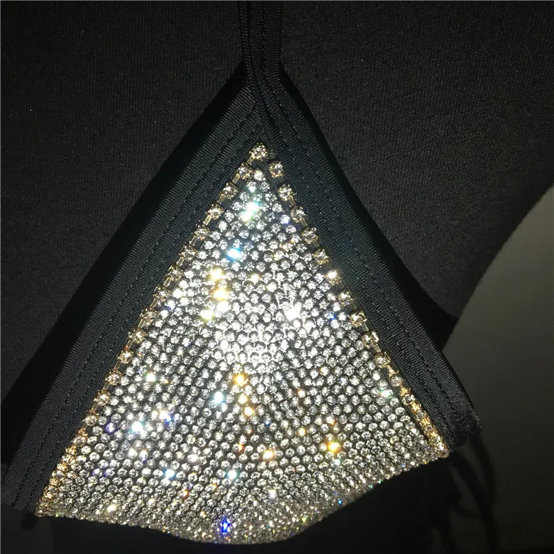 

2020 Sexy Halter Crystal Swimwear Women Push Up Bikinis Rhinestone Diamond Luxury Women Bathing Suits Bandage Female Swimsuits