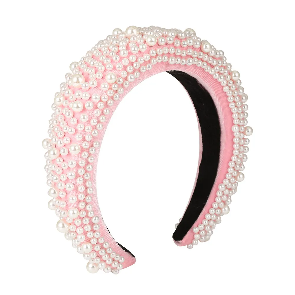 MOLANS Pearl Padded Sponge Vintage Hair Hoop Fashion Elegant Hair Band Women Headband Hair Accessories Headwear New - Цвет: Pink