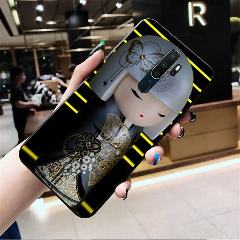 kawaii Japanese Kokeshi doll Black Soft Shell Phone Case Capa For Oppo A5 A9 2020 Reno2 z Renoace 3pro Realme5Pro | Мобильные