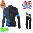 Зимняя одежда для велоспорта, Детский комплект из Джерси для велоспорта, одежда с длинным рукавом, теплая флисовая униформа для горного велосипеда, защита от холода, сохраняет тепло