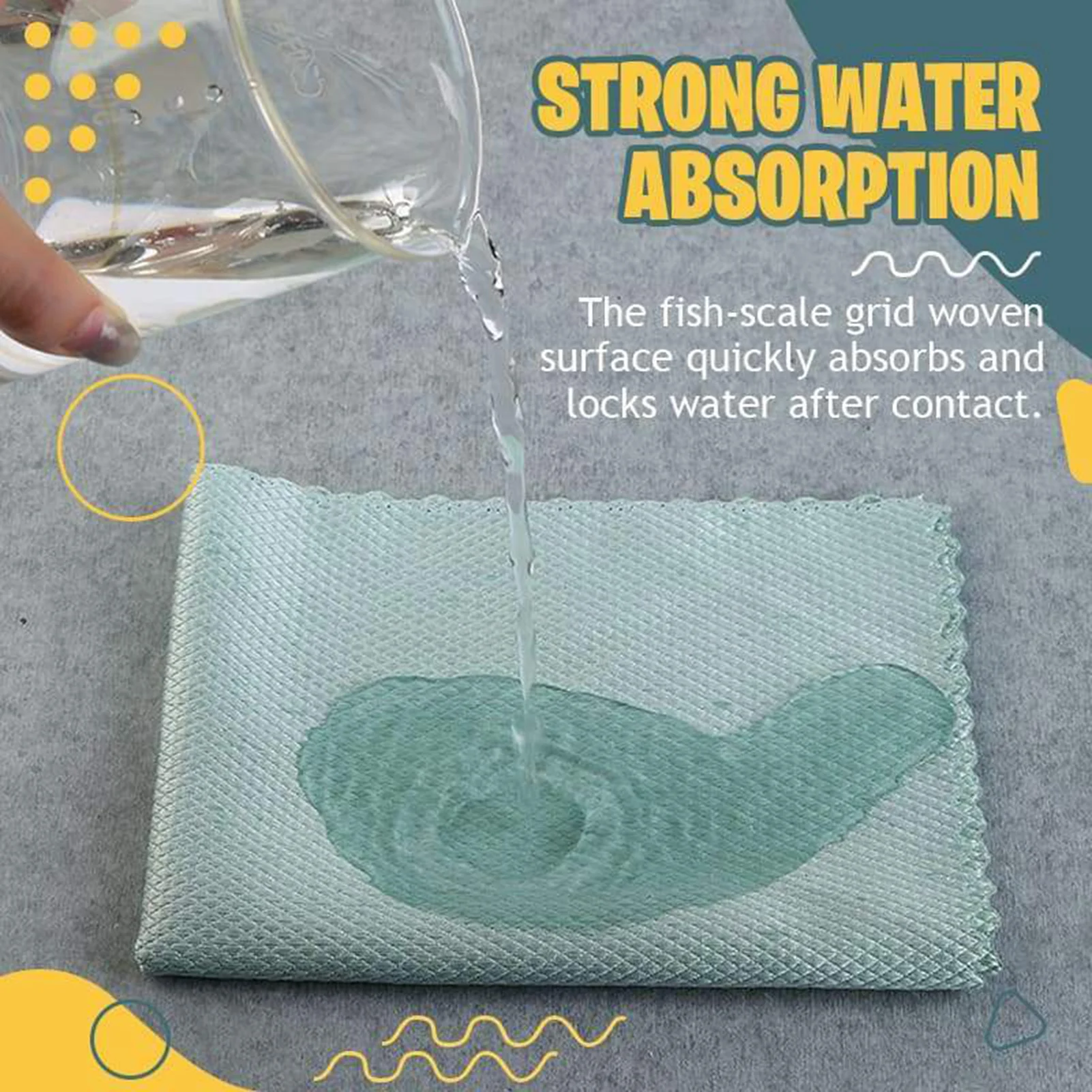 

5/10pcs Wave Pattern Fish Scale Cloth Rag 30x40cm Water Absorbable Glass Kitchen Cleaning Cloth Wipes for Table Window ANDF889
