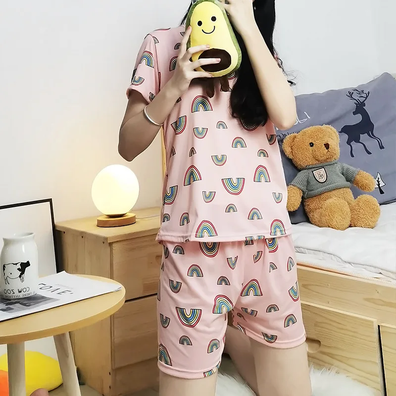 Женская одежда для сна с коротким рукавом и рисунком 101|Комплекты пижам| |