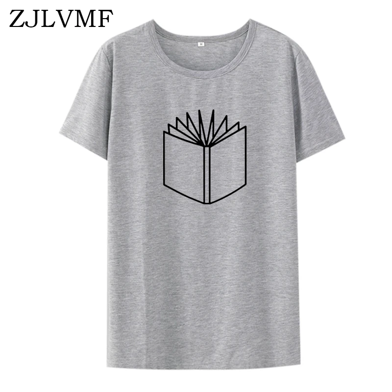 Zjlvmf Открытая книга Женская Футболка harajuku Повседневная летняя новая модная