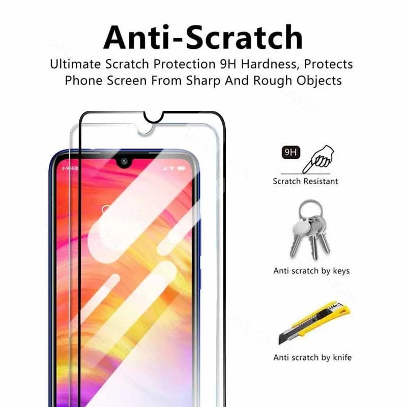 6 in 1 Tempered Glass For Xiaomi Redmi Note 7 Pro Note 8 Pro 8 2021 Redmi 8A 7A 7 Lens Film Screen Protector Redmi Note 8T Glass