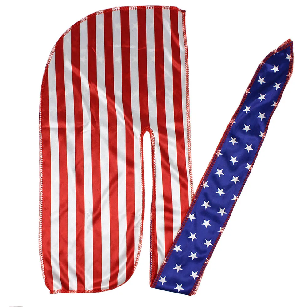 Мужская атласная ткань Durag с принтом денег тюрбан печатный флаг бандана шелковая