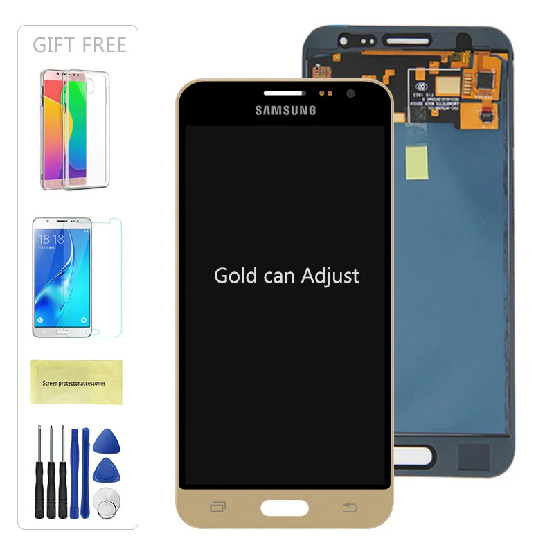 Gold Adjust J320F lcd для samsung Galaxy J3 J320 lcd J320A J320FN J320M lcd дисплей с кодирующий преобразователь сенсорного экрана в сборе - Цвет: Gold Adjust