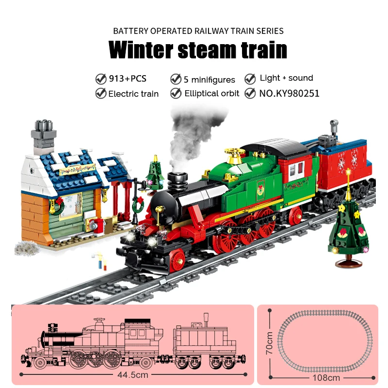 

KAZI Electric Train series railway track laying machine engineering doll children's educational assembling toy building block