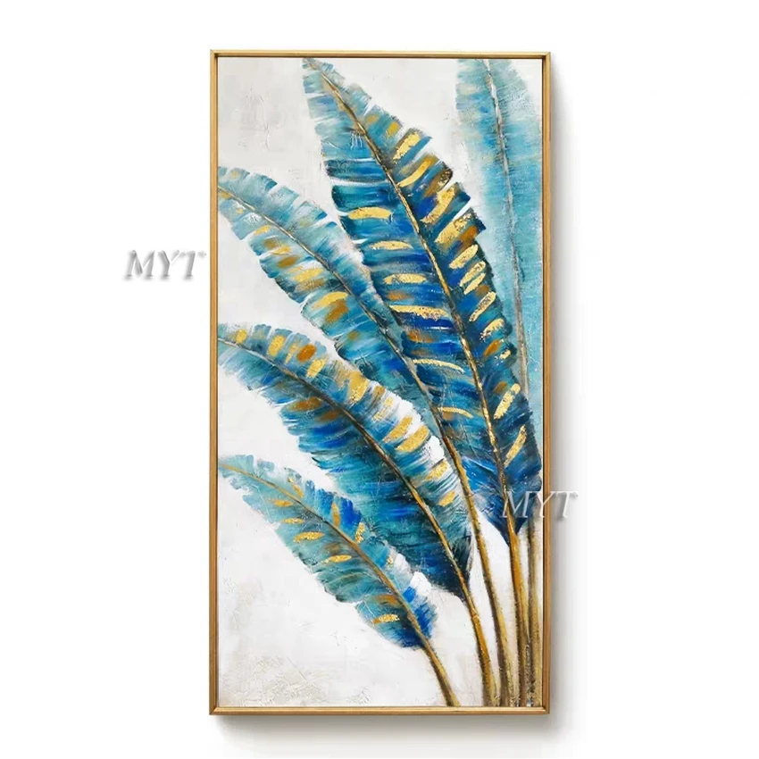 Ручной работы новый дизайн масляная живопись золото перо холст настенное