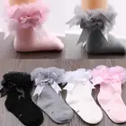 Кружевные носки для девочек детские короткие носки на весну и осень хлопковые кружевные носки принцесса до колена для малышей