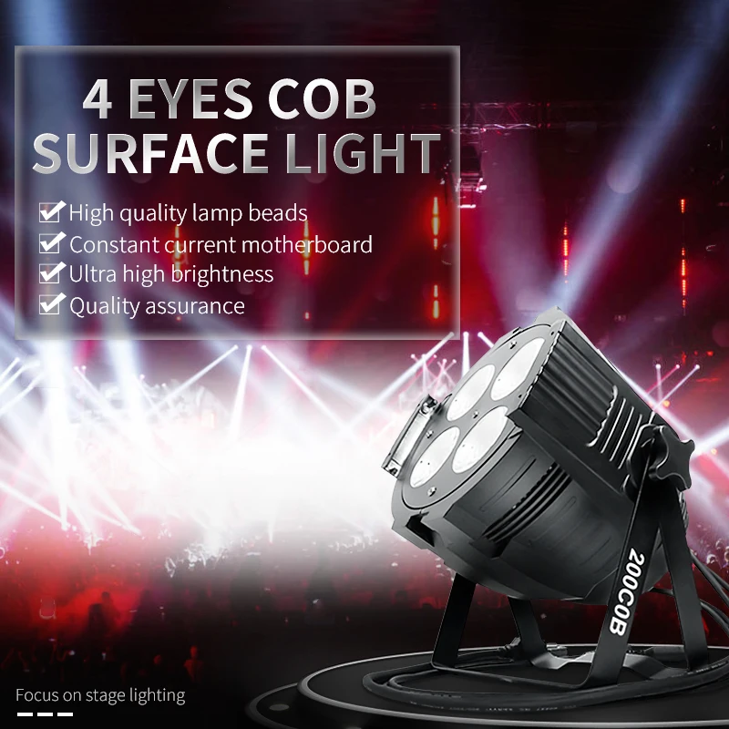 4 Eye 200w Cob Light Warm+Cold White COB Wash Effect Stage Lighting DMX512 LED COB Par Surface Lights  COB Led Par Light