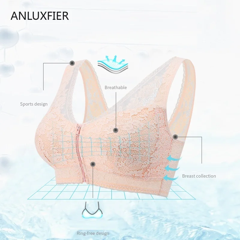 H9669 Special Bra Underwear Mastectomy Artificial Prosthesis Bra Women Front Button Zipper Lace Sexy Thin Gather Bras Lingerie