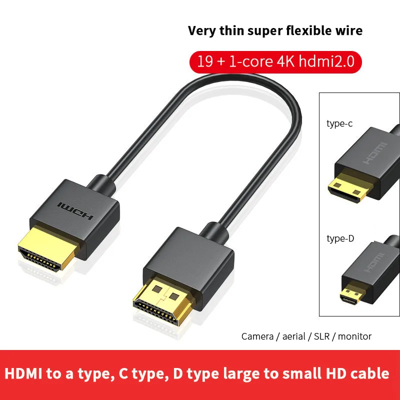 Совместимый с HDMI ультратонкий провод 2 0 мини HD кабель 4k60hz SLR Камера