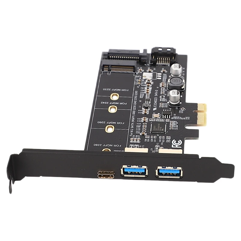 Двойной USB3.0 &amp Тип-C M.2 Адаптерная плата PCIe M2 SSD SATA B Ключ к PCI-E конвертер