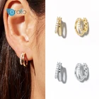 Серебро 925 пробы, застежка для ушей, кольца с двумя кольцами, Женская Модная бижутерия, 2021 Хрустальный Циркон, аксессуары для свадьбы, помолвки Вечерние