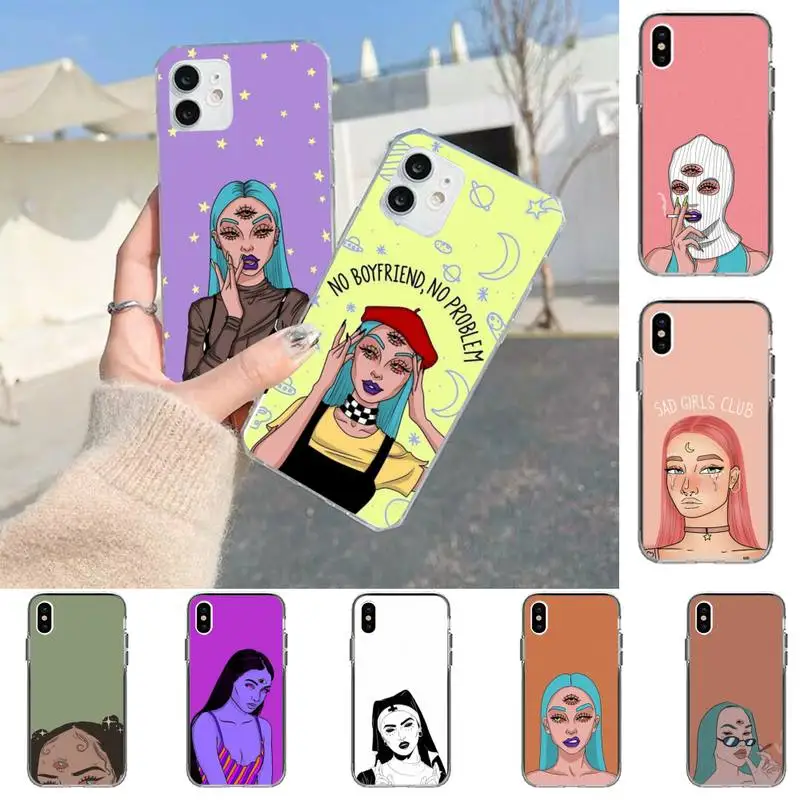 

Aesthetic Devil Woman Bad girl smoke eyes Phone Case for iPhone 11 12 13 mini pro XS MAX 8 7 6 6S Plus X 5S SE 2020 XR