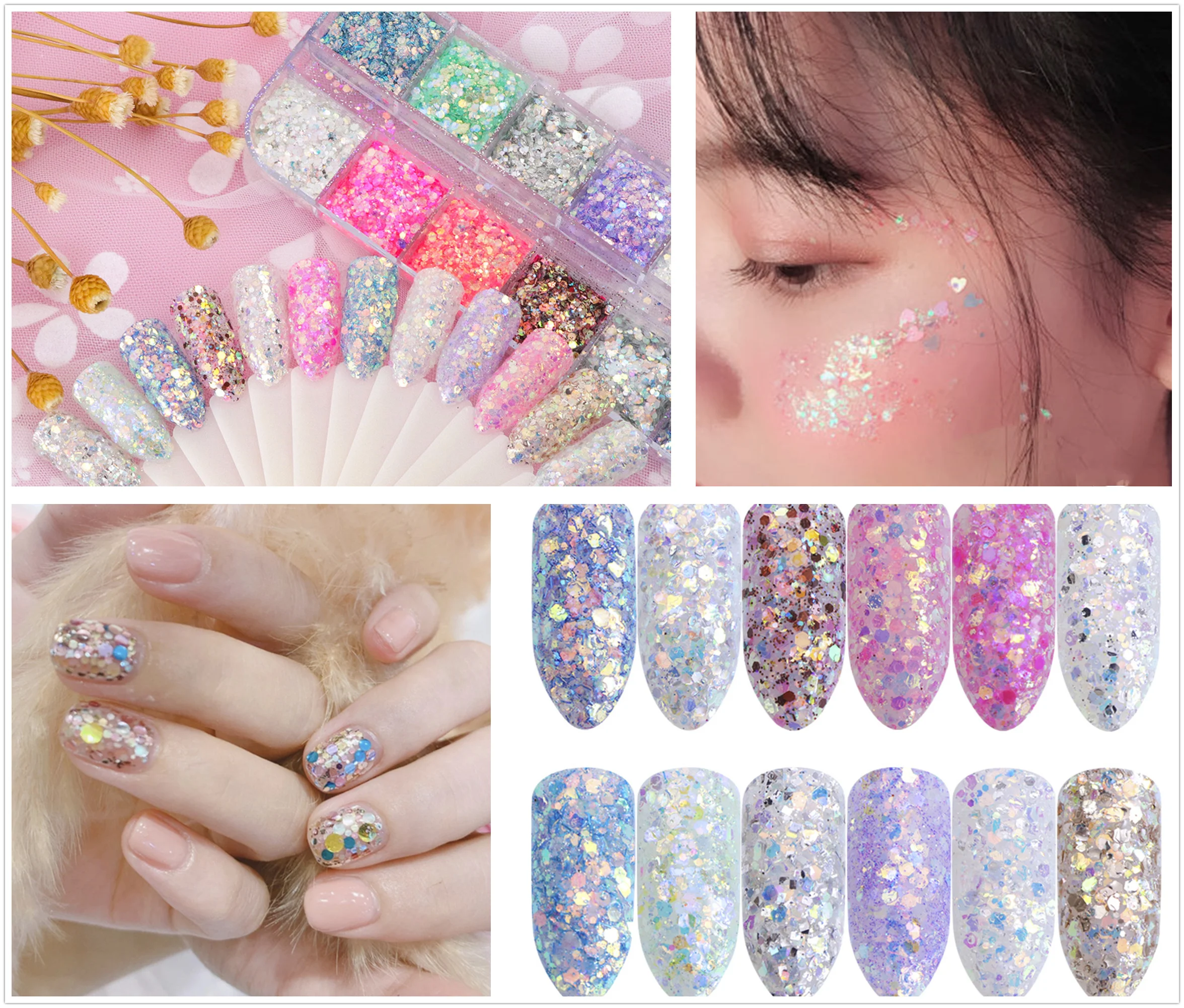 

Nail Art Powder Dust Shimmer Decoration, Shimmer Glitter Powder,Nail Glitter Sequins Nail Art,Eye makeup
