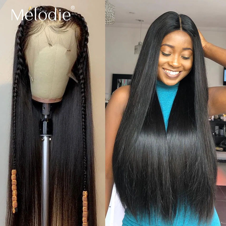 180 плотные прямые парики Melodie из человеческих волос на сетке спереди бразильские