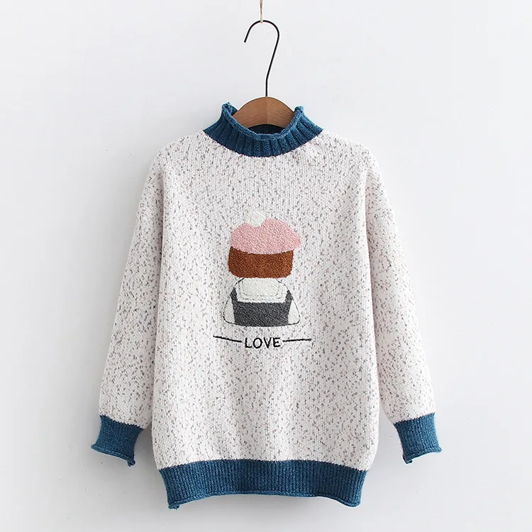 

Women's thick sweater loose outer wear for fall/winter 2021 new pullover blouse cartoon embroidered sweater