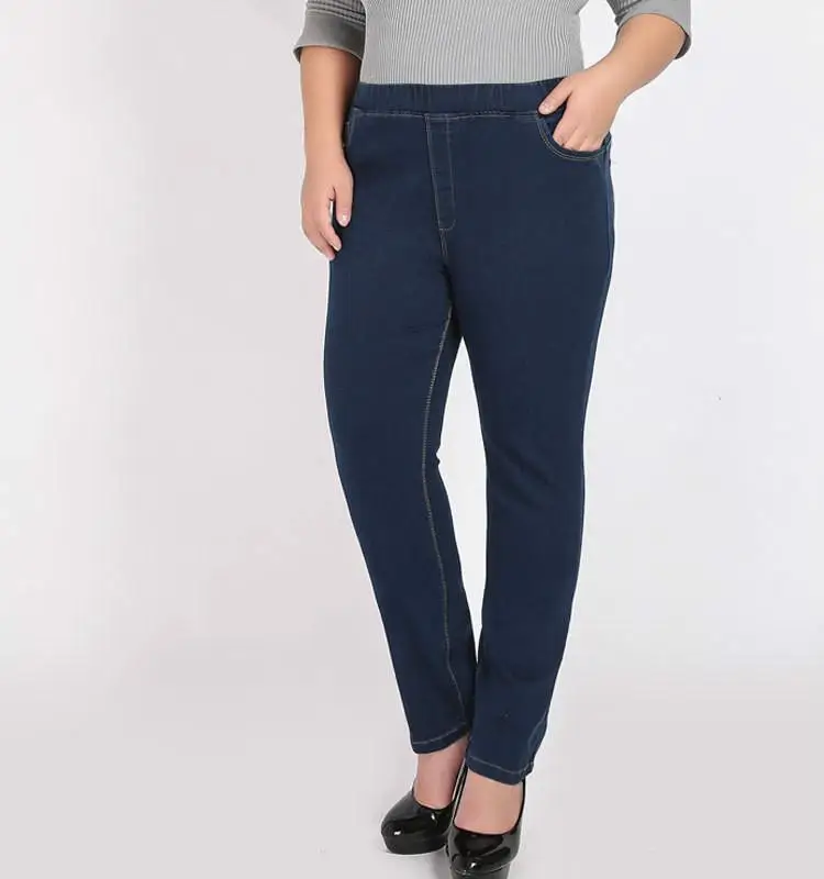 2XL-9XL Autumn Winter Large Size jean Women Casual High Waist Stretch Pencil Denim Pants 6XL 7XL 8XL Plus size Jean Trouser