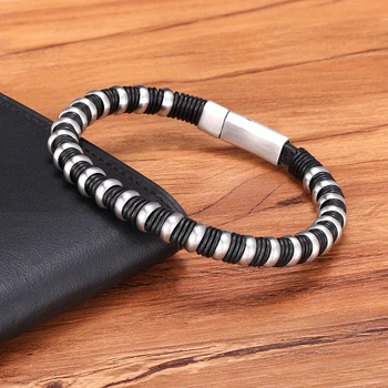 Stainless Steel Braided Wrap Leather Bracelet 5