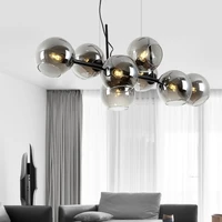 simple nordic black chandelier for living dining room bedroom black clear bubble lamp 8 heads cafe chandelier lighting