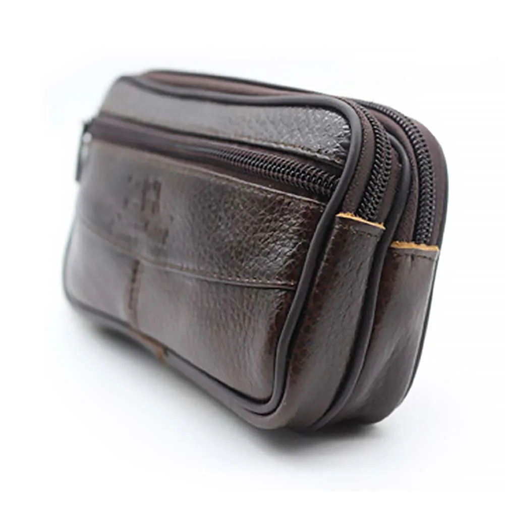 

Men Zipper Hiking Portable Outdoor Coin Purse Cellphone Pouch Casual PU Leather Cross Body Travel Messenger Bag Waist Bag