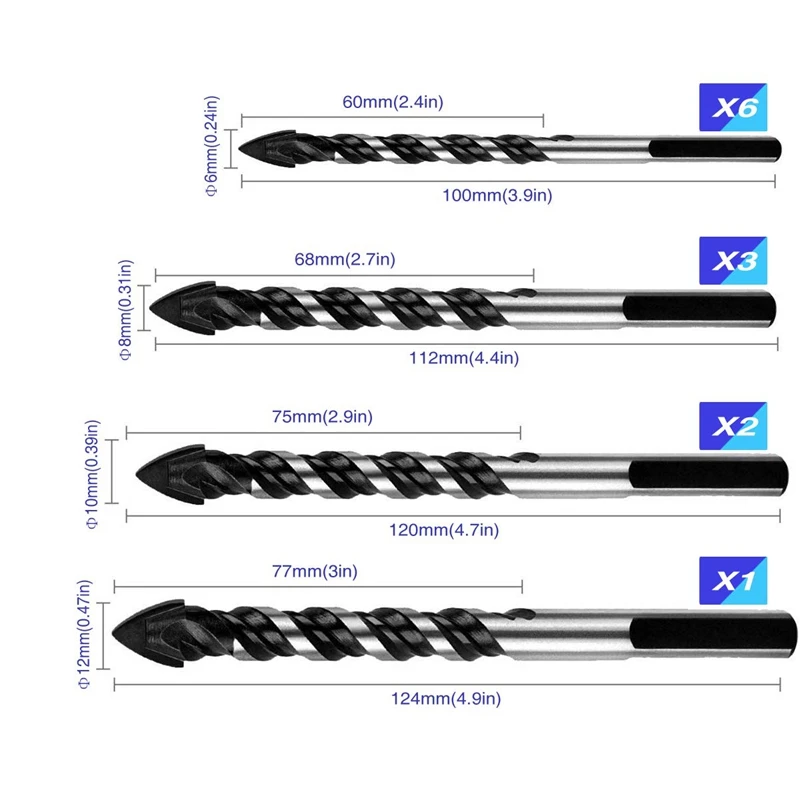 Акция! 7 набор сверл с хранения чехол для сверления металла плитка (золото) и 12 шт.