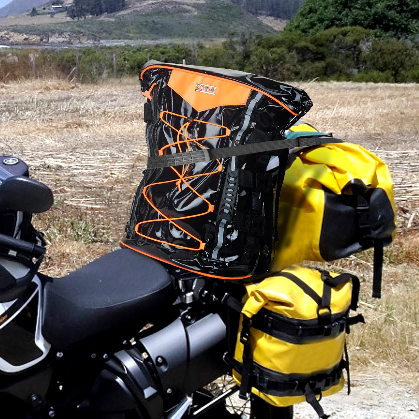 Expandable Multifunctional Motorcycle Tail Bags Luggage Rack Bag Sissy bar Bag Travel Luggage Backpack with Sissy Bar Straps