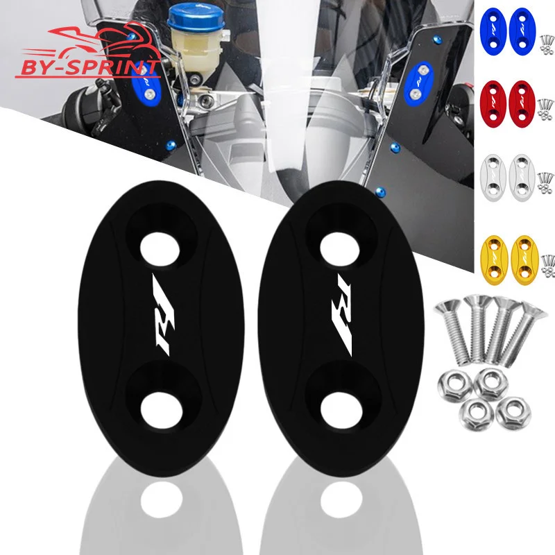 

NEW For YAMAHA YZF-R1 YZF R1 2009-2013 2014 Motorcycle Mirror Hole Cover Windscreen Driven Mirror Eliminators Cap R1 YZFR1 Logo