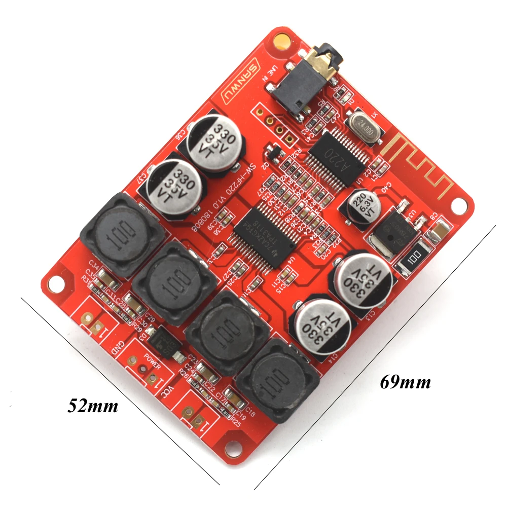 Lusya TPA3118 Bluetooth 5 0 стерео приемник Цифровой усилитель плата 30 Вт + для 4 8ohm динамик 8 ~
