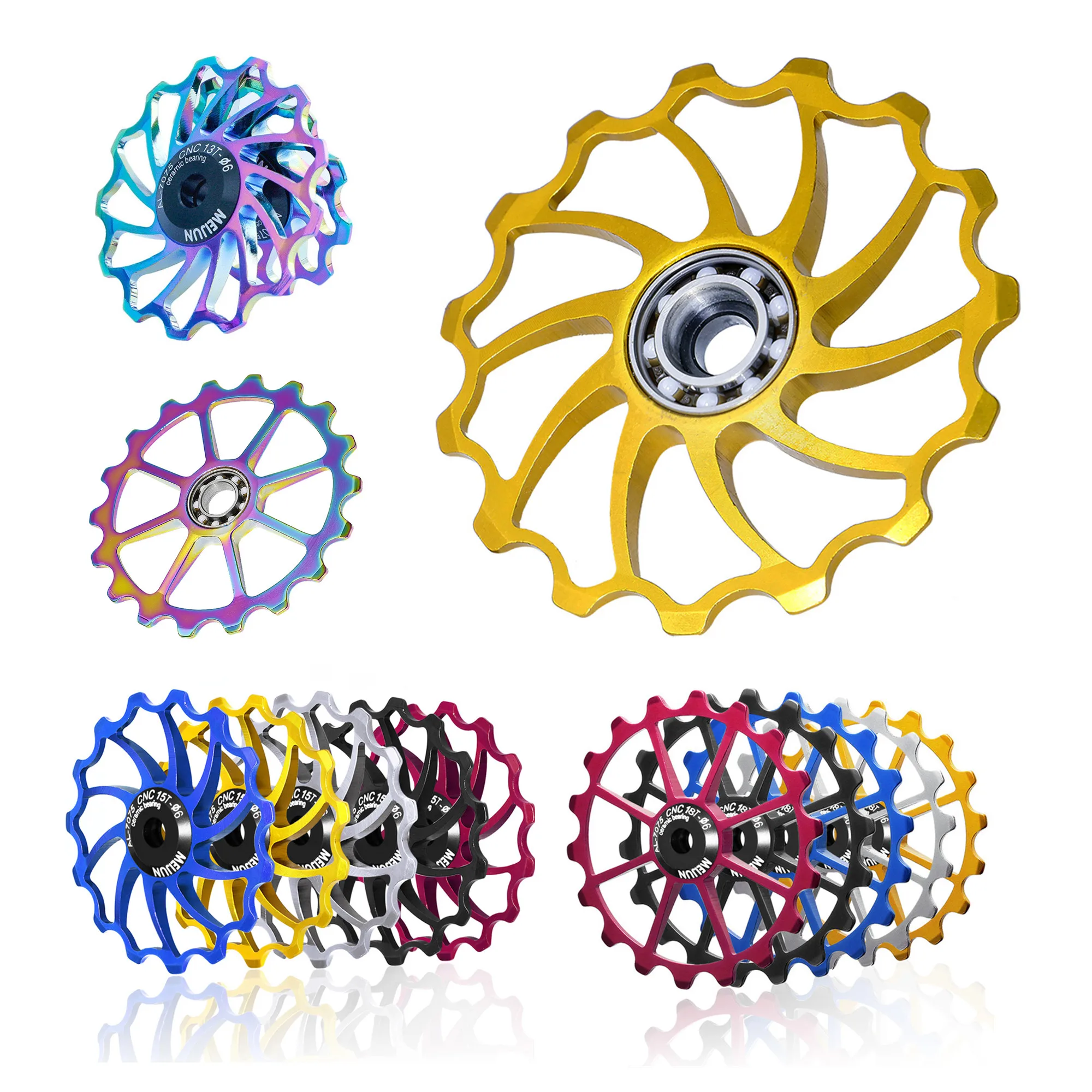 

1PC Bicycle aluminum alloy guide wheel 11T/12T/13T/15T/18T Positive & negative tooth ceramic bearings bike rear derailleur
