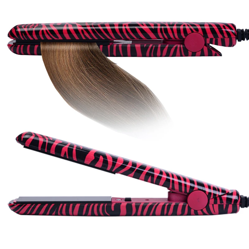 

Electronic Hair Iron Hairstyling Portable Ceramic Flat Iron Hair Straightener Irons Styling Tools Zebra Red EU Plug