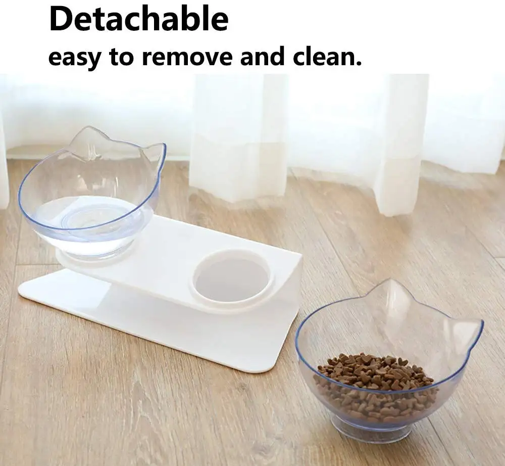 Нескользящая миска для кошачьей еды двойные миски кошек и собак повышенная воды