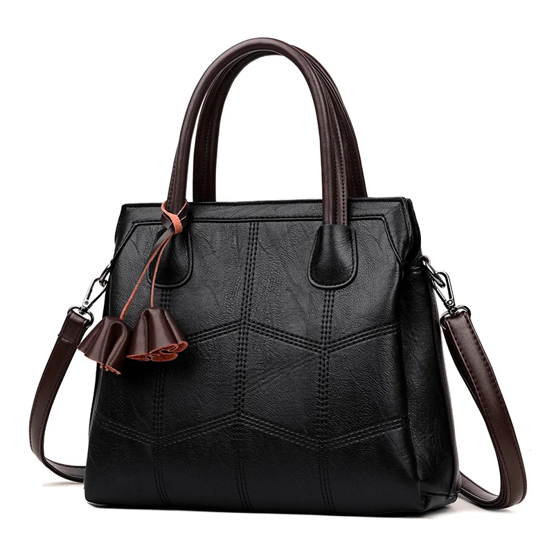 Bolsas Feminina, 3 основных сумки, дамские ручные сумки для женщин, дизайнерские сумки, высокое качество, кожаные роскошные сумки, женские сумки - Цвет: Black