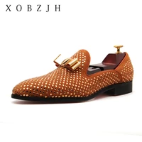 shoes for men luxury rhinestone loafers casual brown red bottom shoes wedding party slip on shoes man leather genuine plus size