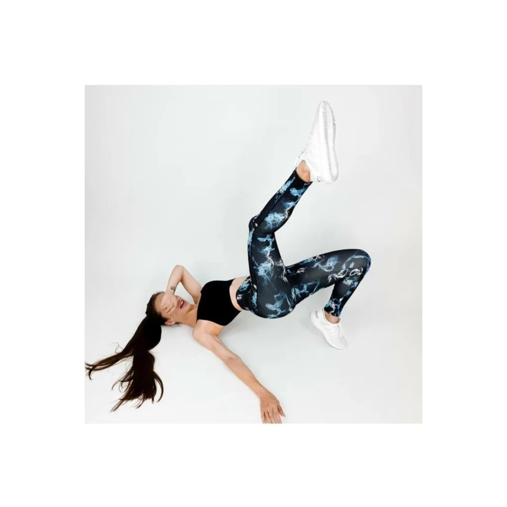 Women Black High Waist Digital Printed Fitness Leggings 100.20