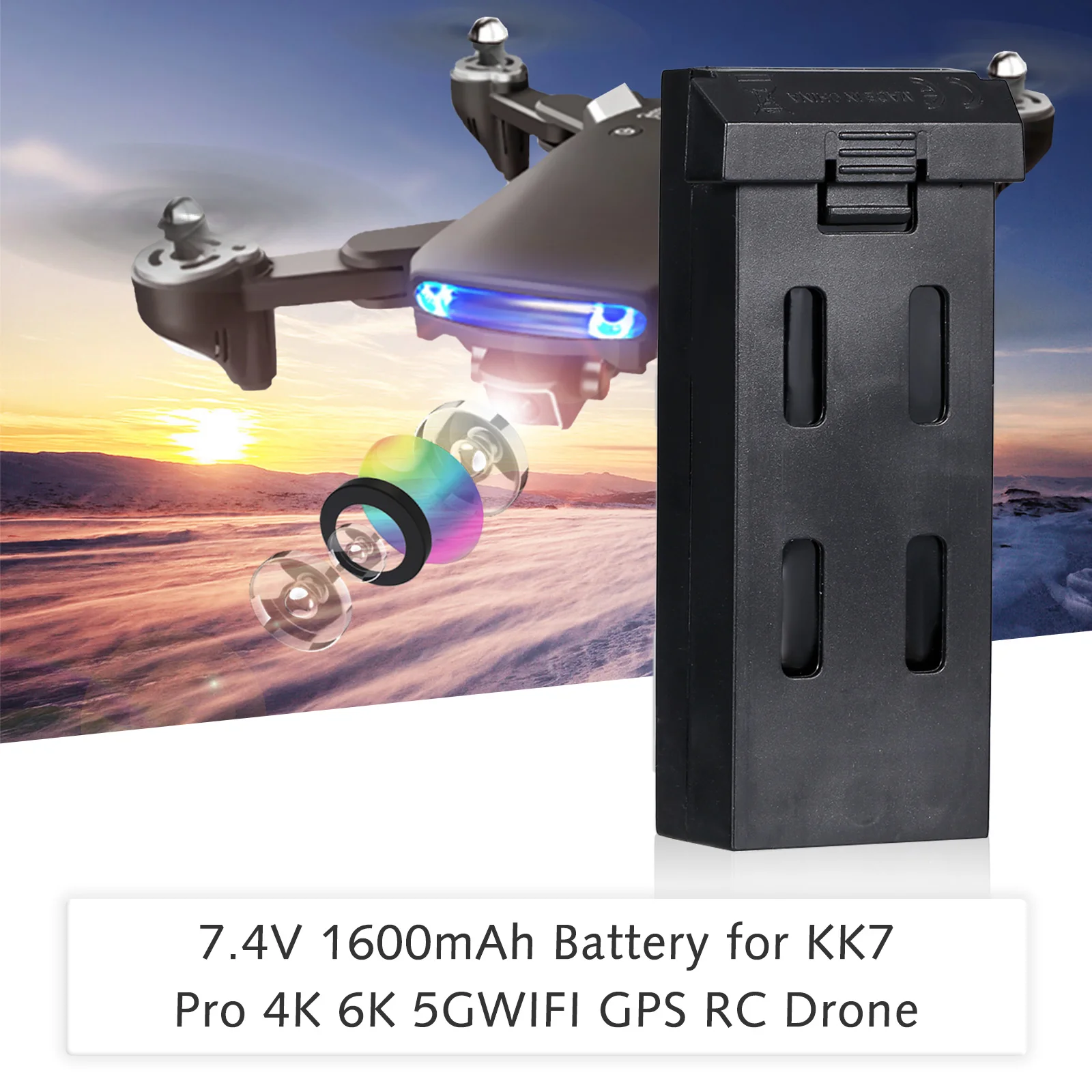Аккумулятор 7 4 В 1600 мАч для дрона KK7 Pro 4K 6K 5GWIFI GPS RC|Детали и аксессуары| |