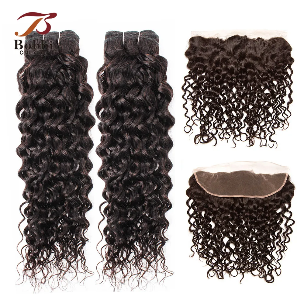 BOBBI коллекция перуанская волна пучки с фронтальной человеческие волосы
