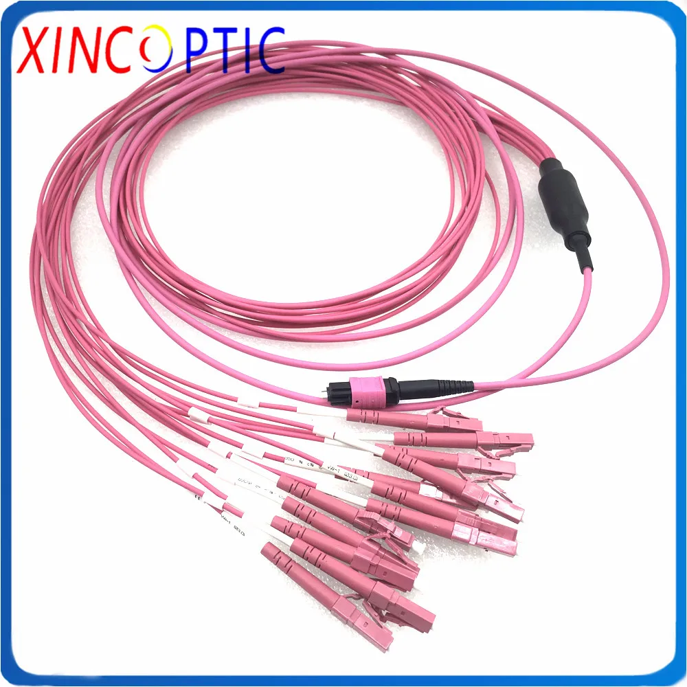 Мм MPO Male-12xLCUPC 2 0 мм Fanout волоконно-оптический патч-корд 3 12C OM4 Мини Розовый LSZH